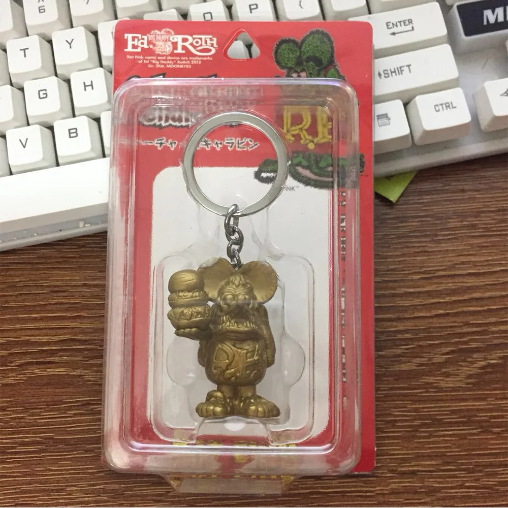 Rat Fink ED Big Daddy Roth Keychain Key Chain Figures Ratfink Doll Key Ring
