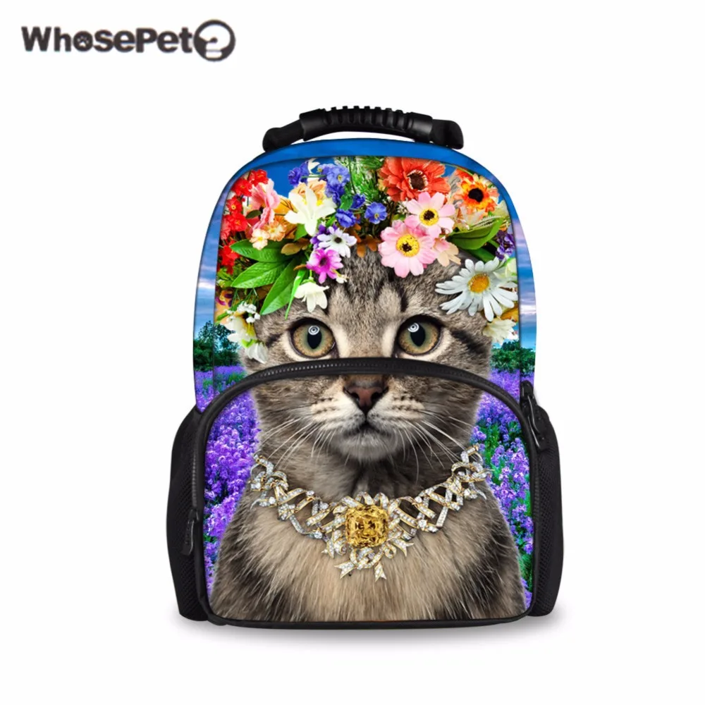 WHOSEPET школьные сумки для девочек Войлок яркий Кот фея 3D печать рюкзаки надежная