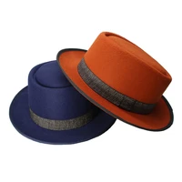 luckylianji 100 wool retro womens mens round top cap fedora porkpie pork pie bowler hat elegant ribbon band58cmadjust