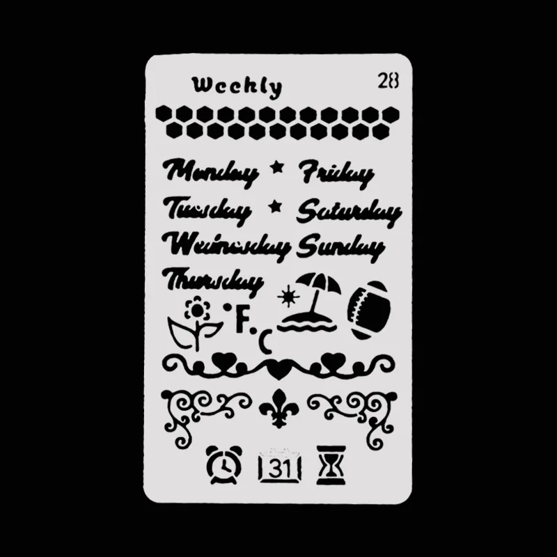 Weekly pvc Layering Stencils for Diy scrapbook coloring painting stencil home decor diy etc. Product image | Канцтовары для офиса