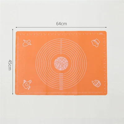 Orange 64*45 см большие силиконовые коврики для замеса раскатки теста коврик антипригарный печь муки раскатки весы коврик оборудование для выпечки вкладыши - Цвет: Orange