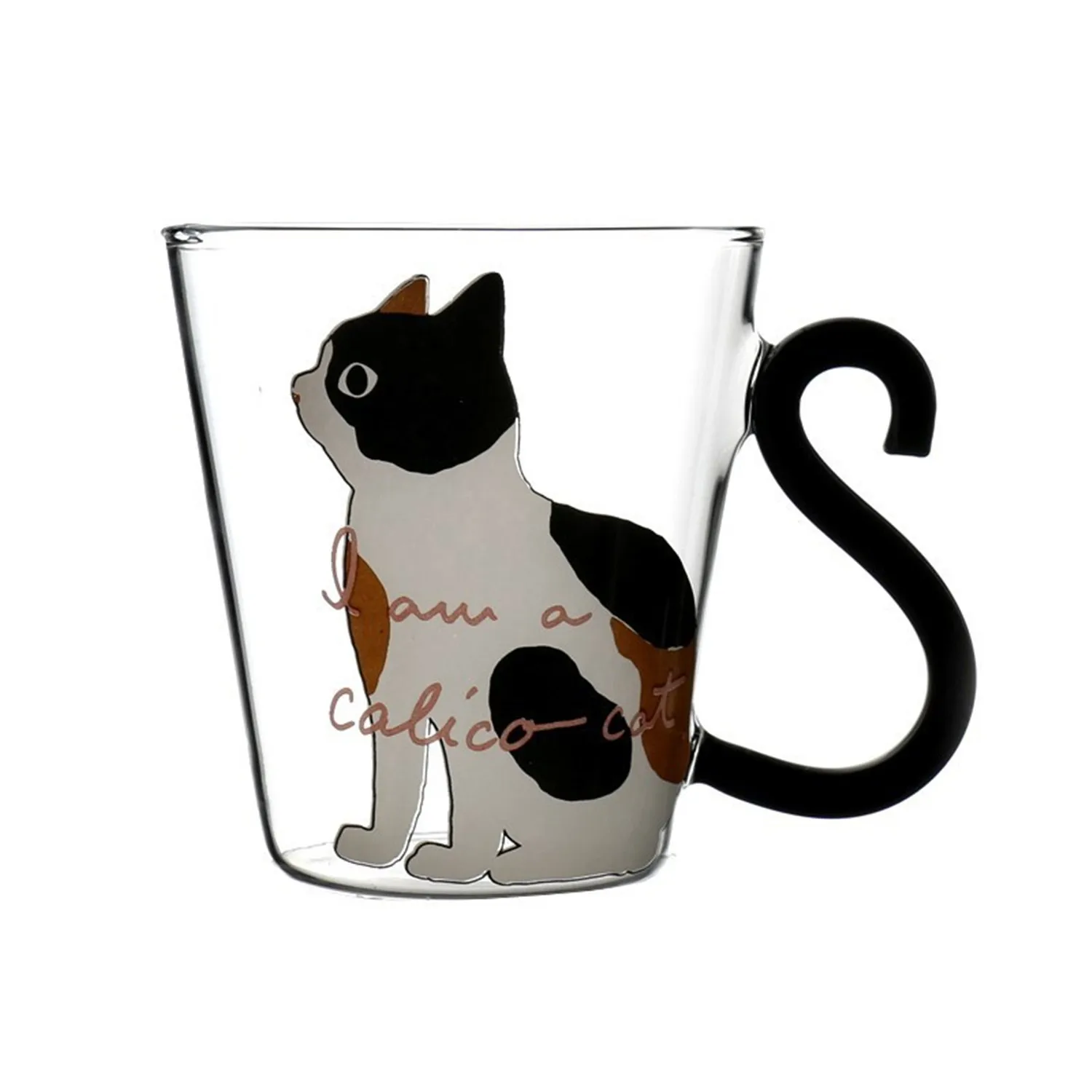 White Cat Justdolife 8,5 унций Милая креативная кружка для кофе с котом и молоком, стеклянная кружка для воды, чашка для чая, чашка с рисунком котенка для дома и офиса, чашка для фруктового сока - Цвет: White Cat