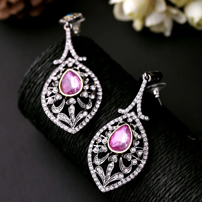 Новый дизайн индийские фиолетовые серьги свисающие капли сжигающие подвески из