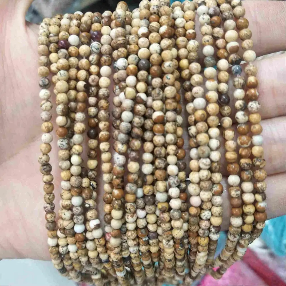 Picture stone 2 мм 3 мм круглые бусины из натурального камня розовый кварц аметисты лазурит Агаты бусины для изготовления ювелирных изделий Для Бисероплетения DIY браслет - Color: Picture stone