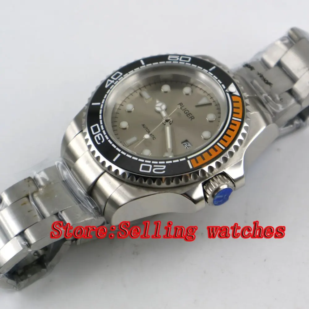 Мужские механические часы с серым циферблатом 44 мм|wristwatch mens|wristwatch mens automaticwristwatches