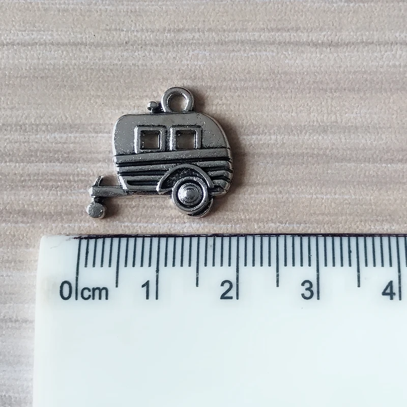 12 шт. DIY Шарм туристический прицеп амулеты античное серебро тон Camper кулон для браслета ожерелья серьги застежка-молния закладки