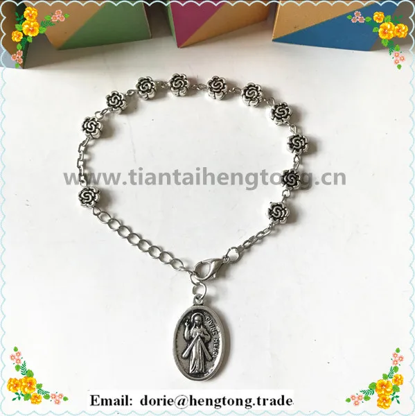 Браслет из сплава с бусинами в виде цветка 6 звёздочек 5 мм|catholic rosary bracelet|rosary