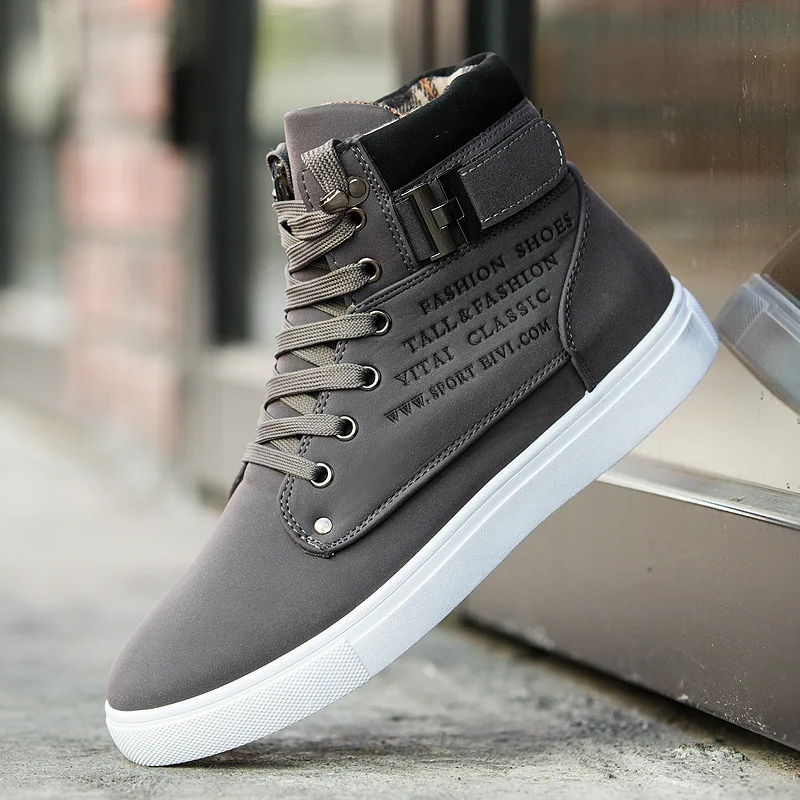 Spring Autumn Men's Shoes High Top Canvas Casual Fashion Lace Up Men Sneakers Quality Brand Ankle Boots Big Size | Обувь
