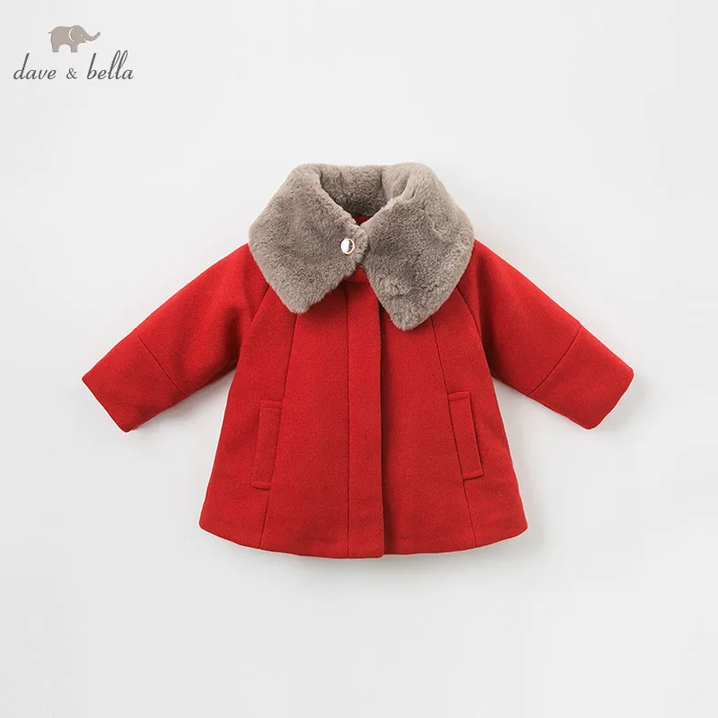 DB8680 dave bella baby шерстяная куртка детское модное пальто с шалью младенческий малыш