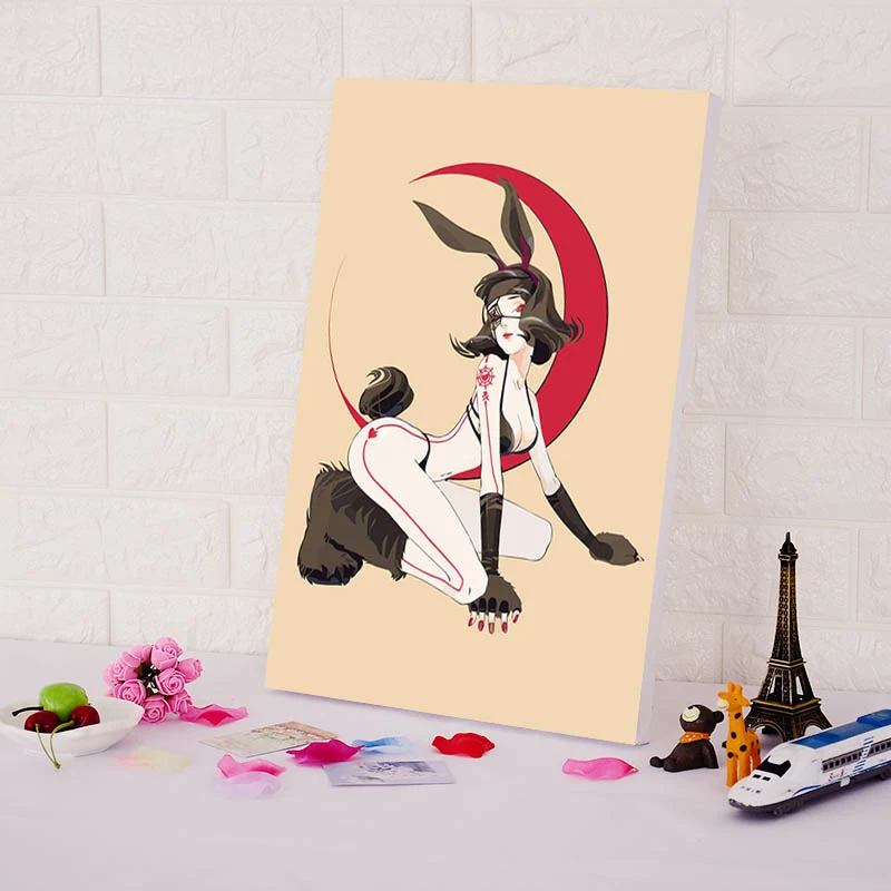 Праздник середины осени Кролик Девочка Луна DIY картина маслом по номерам