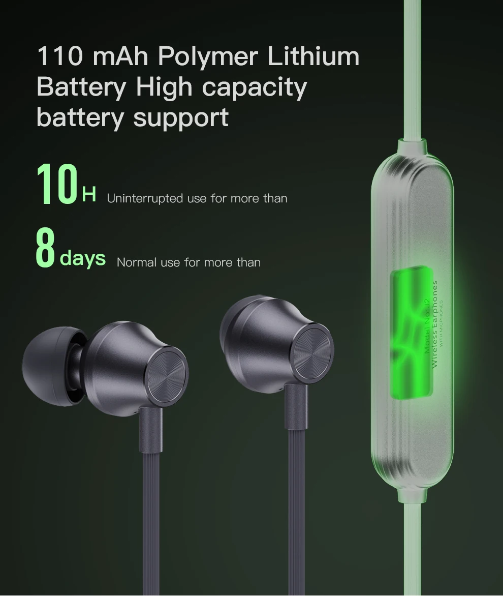 Whizzer J2 ожерелье Bluetooth наушники беспроводные наушники с микрофоном и встроенным управлением Молодежная версия ожерелье Bluetooth гарнитуры