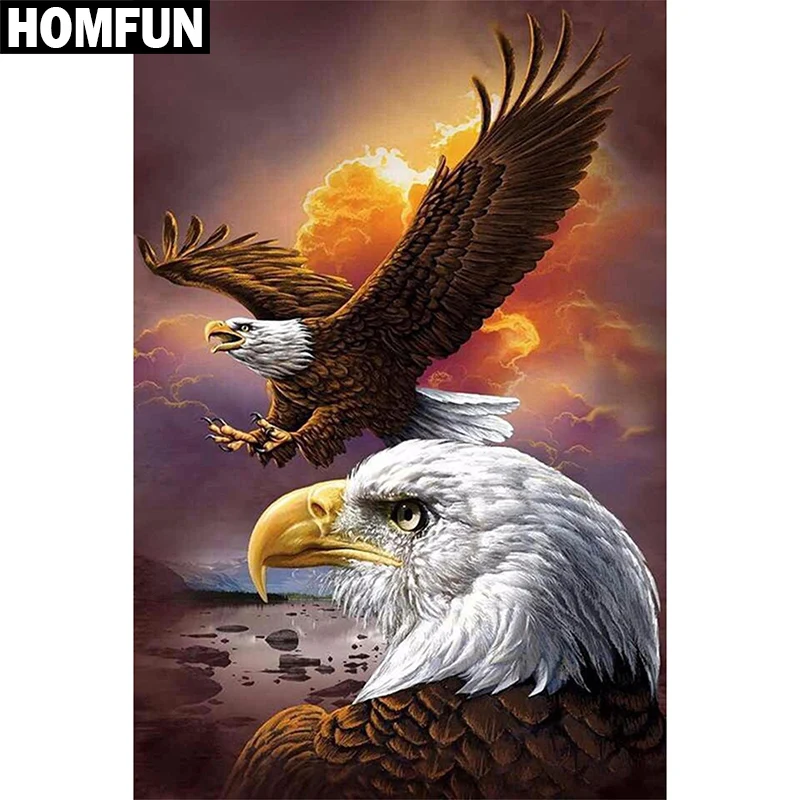 Алмазная живопись HOMFUN Американский Орлан картина из квадратных/круглых страз