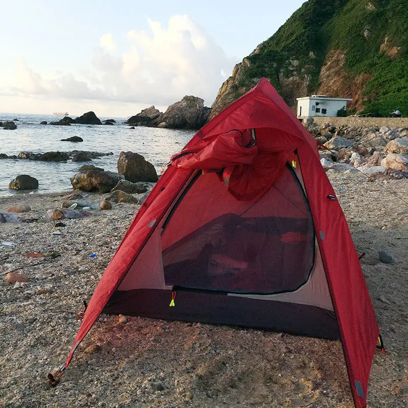 Billig Licht-gewichtung Ultraleicht Camping Zelt Doppel Schicht Wasserdichte 15D Nylon Silicon Beschichtet Einzel Zelte Luft-Und Raumfahrt Aluminium Stange