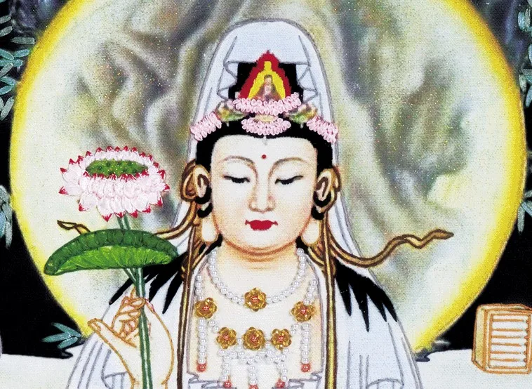 Набор для 3D вышивки гуанин из буддистской шелковой атласной ленты крестиком