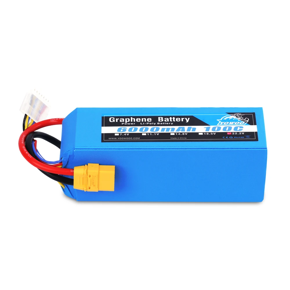 Lipo 6S 22,2 V 6000mAh 100C Burst 200C аккумулятор с высокой разрядностью XT90 EC5 Графен для радиоуправляемого автомобиля грузовика лодки вертолета Quad