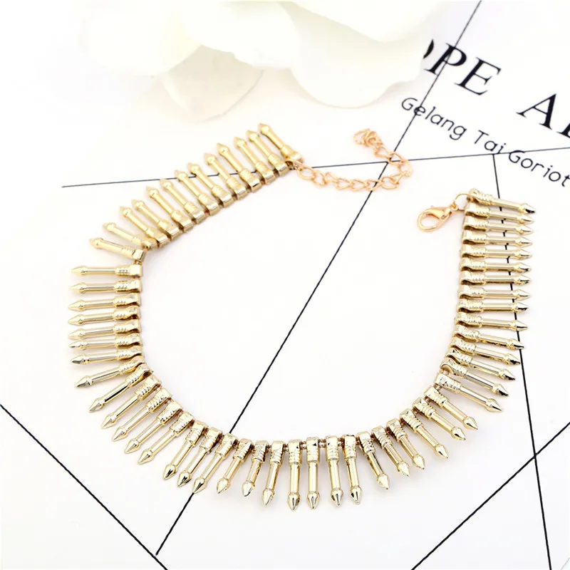 2018 New Punk Mutli CCB Strip Rivet shape Chain choker necklace Gold ladies chain necklaces trendy jewelry Women/Girl coller | Украшения и