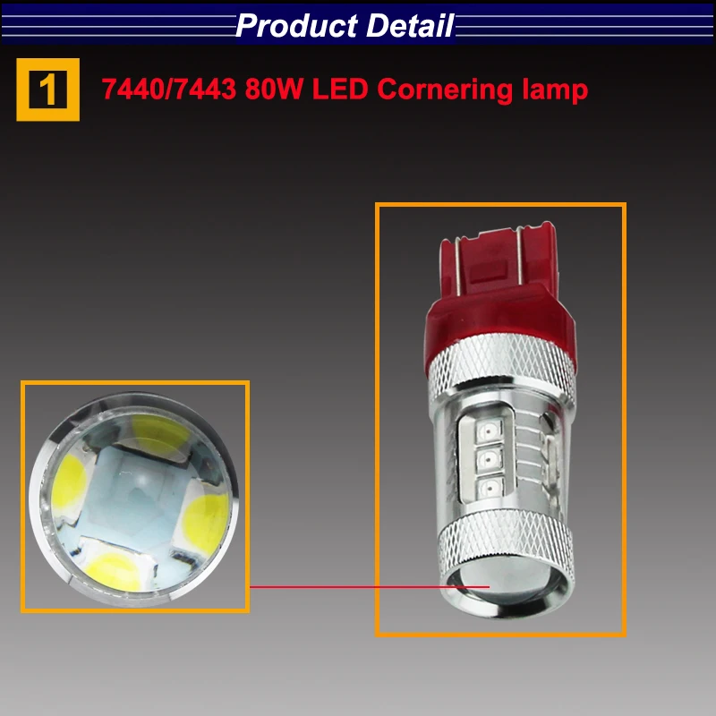 HSUN 2 шт. ксеноновый Белый T20 7440 W21W 7443 W21/5 Вт Светодиодный Фонарь 12 в 24 В задний