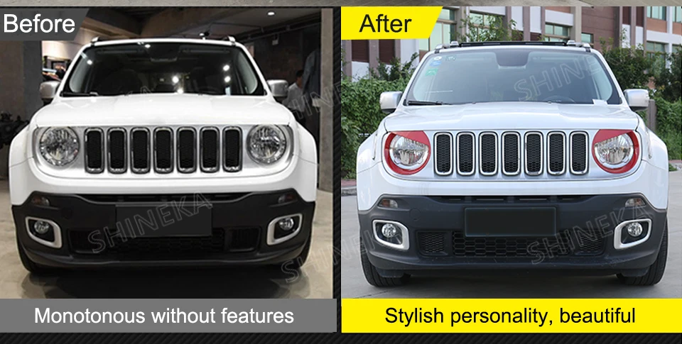 Колпаки для лампы SHINEKA для Jeep Renegade-, 2 шт., крышки для фар для Jeep Renegade, наклейки для автомобиля, внешние аксессуары