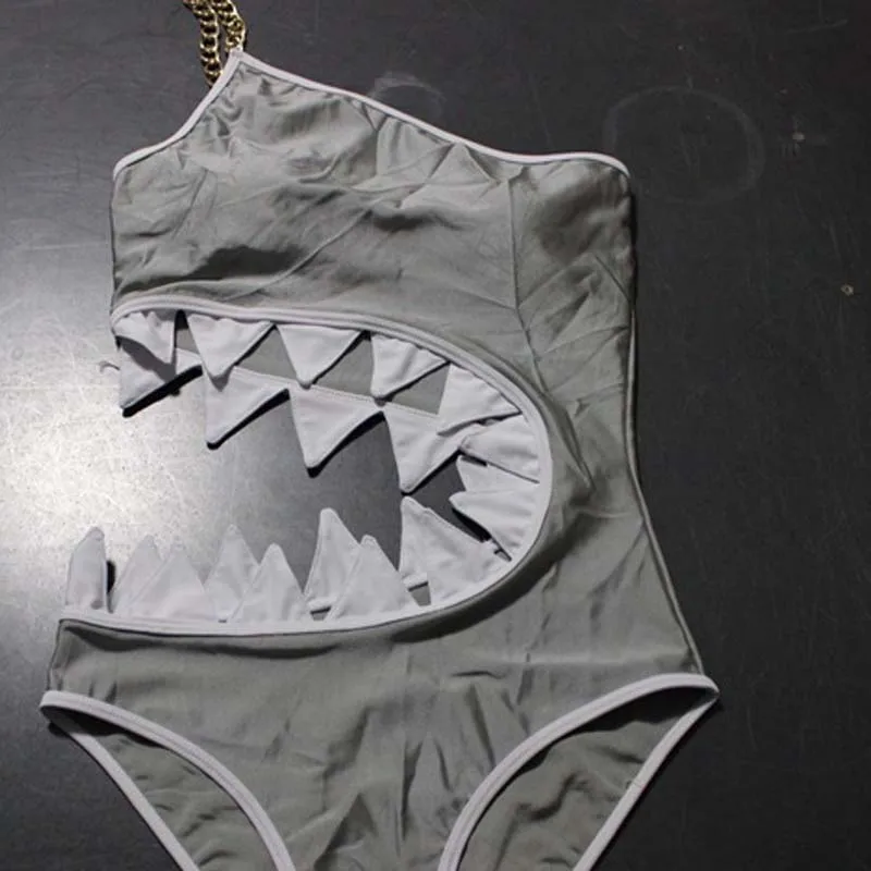 Забавный сексуальный купальник женский монокини с вырезом в виде акулы цельный