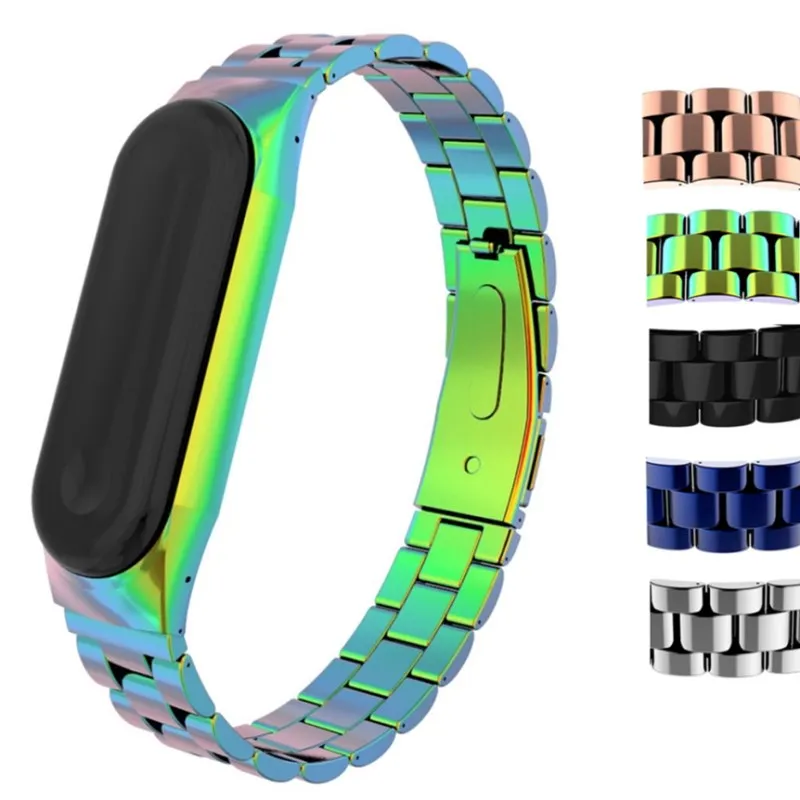 Браслет из нержавеющей стали для Xiaomi Band 3 ремешок цвета розового золота сменный