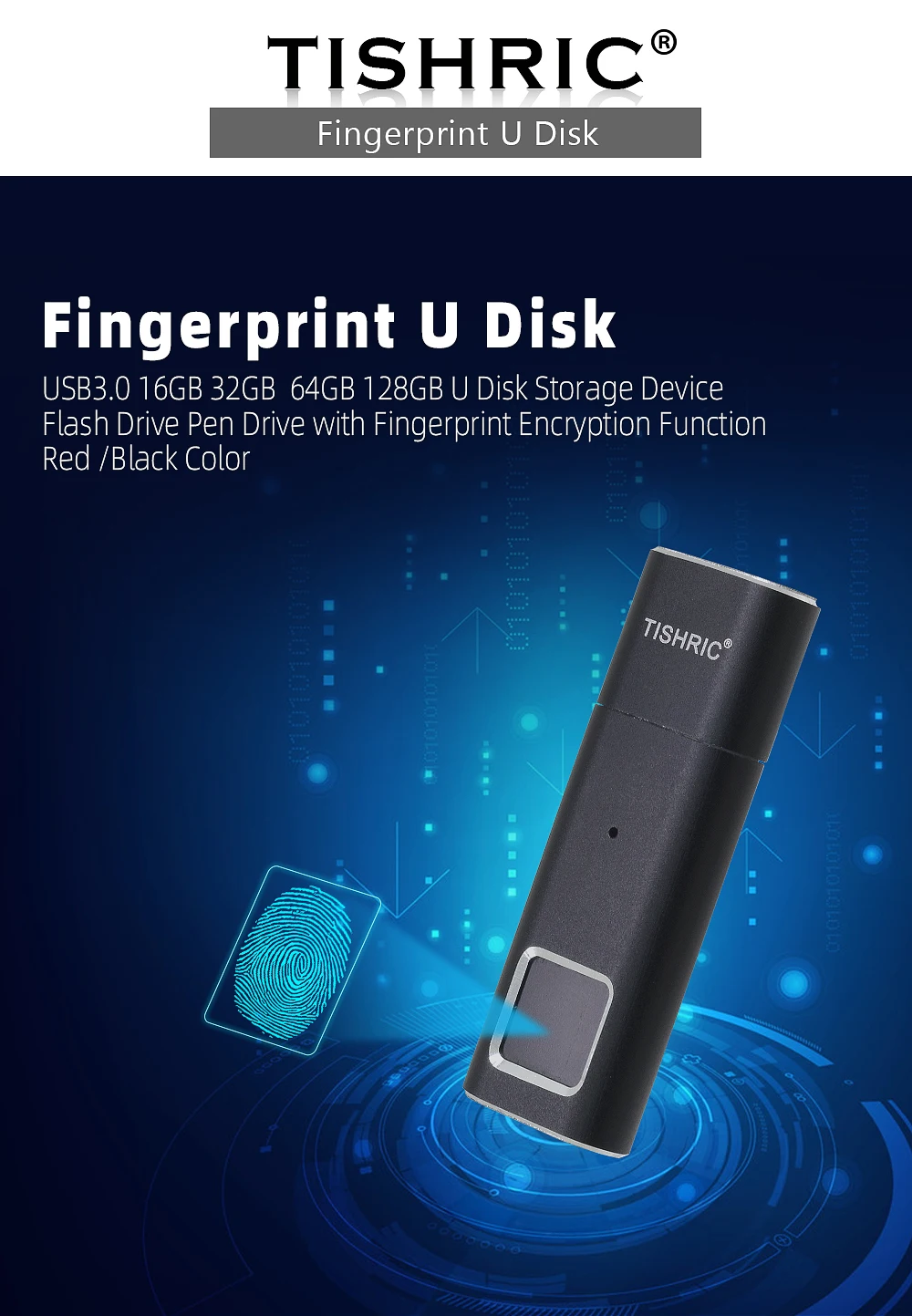 TISHRIC отпечаток пальца USB флэш-драйвер 16 ГБ 32 ГБ 64 ГБ 128 ГБ USB флэш-карта памяти, Флеш накопитель Флешка USB ключевой диск на ключ
