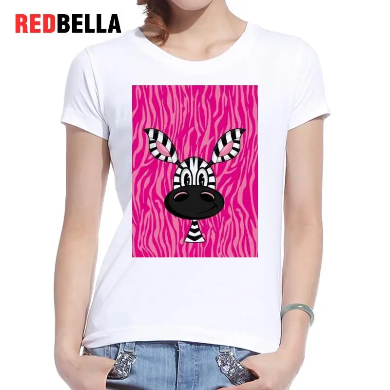 REDBELLA Ulzzang Kawaii Повседневная футболка с животным Женские Смешные Зебра милый