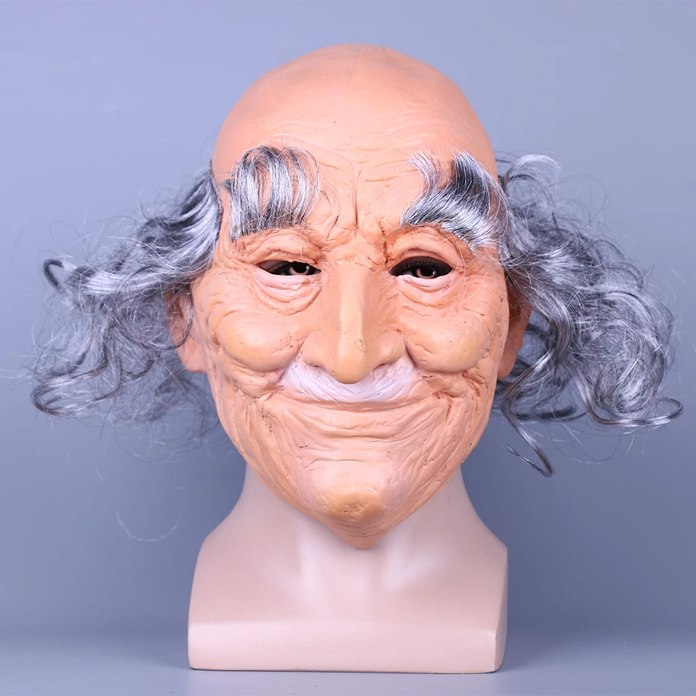 

Creepy Old Man Mask With Hair Masquerade Old Man Mask Halloween Mask Props New