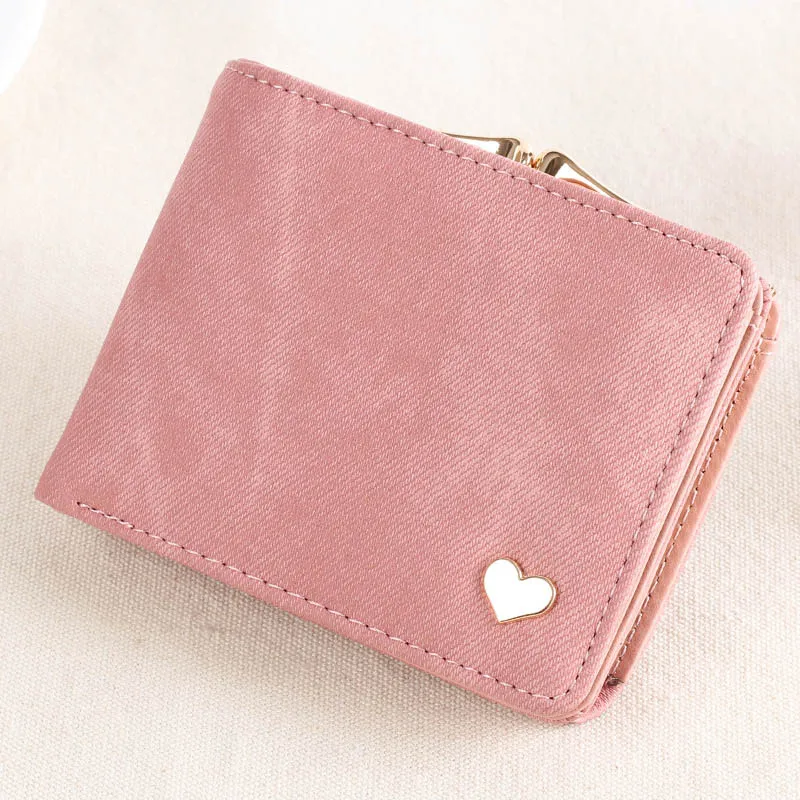 Pink Модное яркое милое портмоне с золотым сердцем, клатч, кошелек, большая вместительность, на молнии, женская маленькая сумка, милая сумка для карт - Цвет: Pink