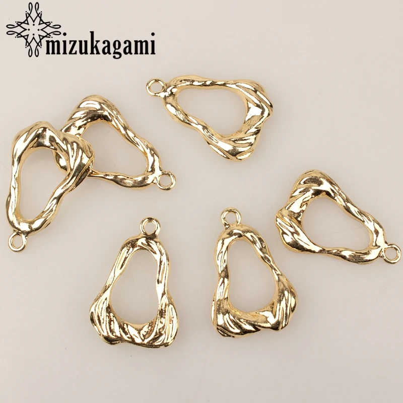 

28*19MM 6pcs/lot Zinc Alloy Gold 3D Geometry Hollow Distorted Charms Connectors For DIY Fashion Earrings Jewelry Accessories