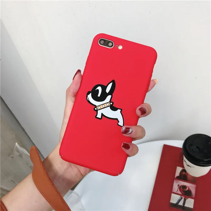 Милые красные чехлы для iPhone 7 XS MAX XR 8 6 6s Plus с французским бульдогом матовая задняя