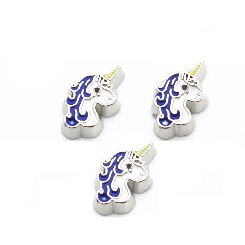 

Hot selling 10pcs/lot Unicorn Cartoon Cute Horse floating charms living glass memory lockets diy animal Accessory charms jewelry