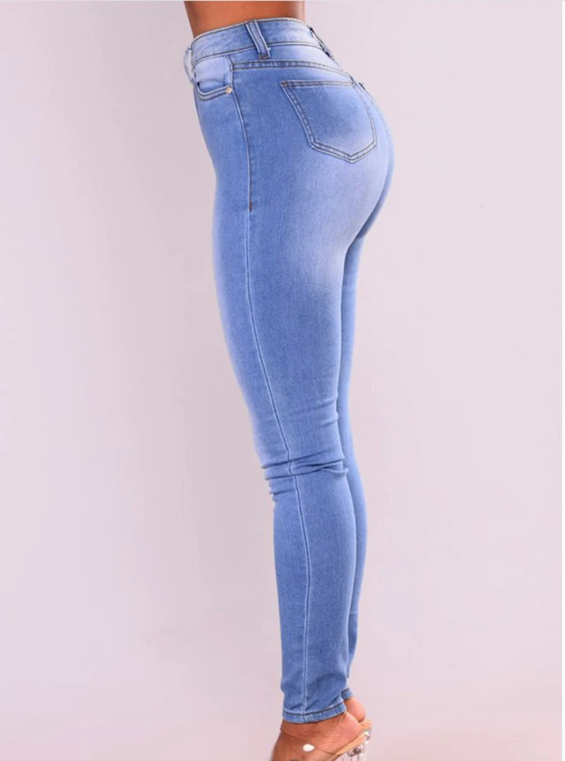 2018 длинные джинсы женские классические с высокой талией узкие черные джинсовые