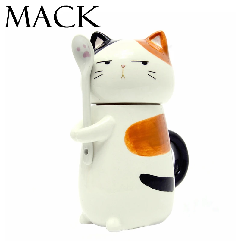 Креативная мультяшная керамическая индивидуализированная кружка Хаски с ложкой