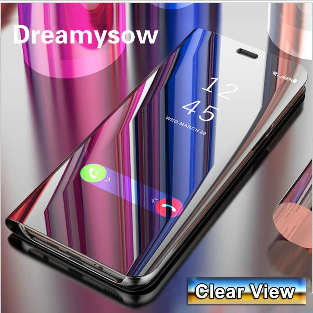 Прозрачный зеркальный эффект смарт-вид флип-чехол для Xiaomi Redmi Note 4 5 4X 5A Plus