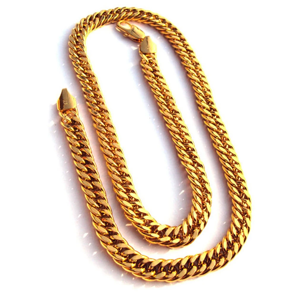 

Mens Necklace Yellow Gold Filled Finished Solid Heavy 10mm Miami Cuban Chain Link 24"