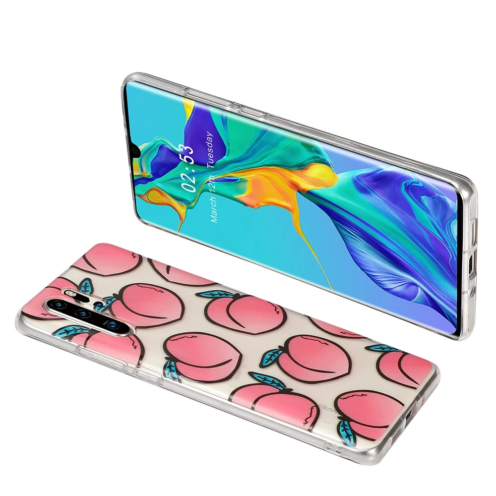 Персиковый силиконовый чехол для телефона huawei P30 Pro mate 20 ударопрочный Симпатичные