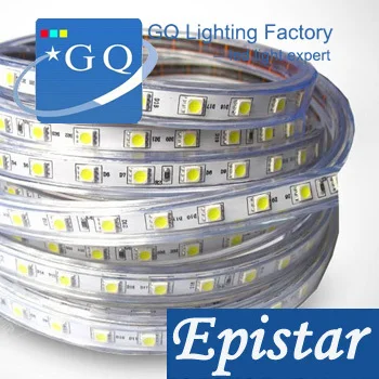 

china post 5m/lot manufacturer direct selling free shipping high light 3528 LED strip light 220v230V240v 60leds/m Waterproof