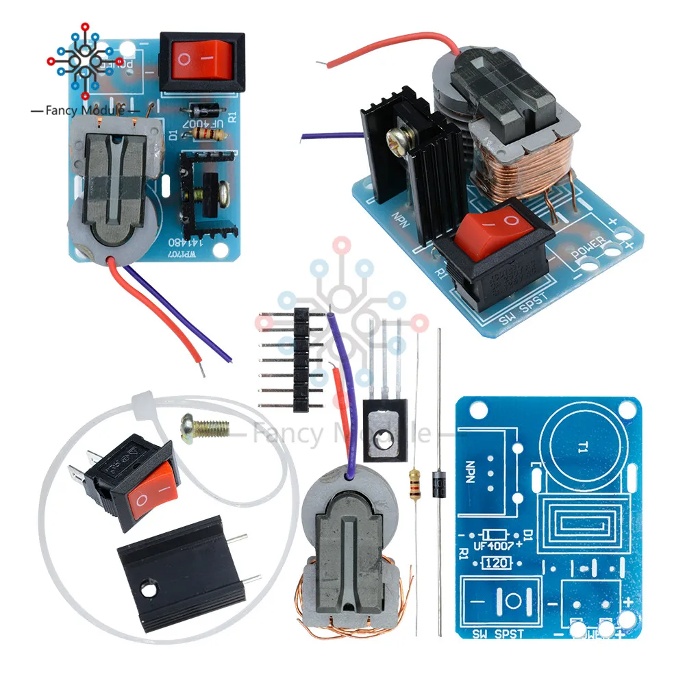 15KV High Frequency DC Voltage Arc Ignition Generator Inverter Boost Step-Up 18650 U Core Transformer Suite 3.7V DIY Kit | Инструменты