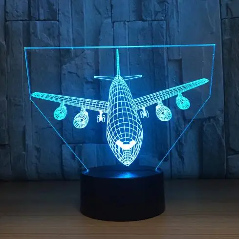 AirBus 3D LED Lamp Дистанционный сенсорный реактивный самолет военный самолет летает на земной вертолет 3D светодиодный светильник 7 цветов Изменение спальни авиационные светильники мир Прямая поставка - Испускаемый цвет: AirBus 3D LED Lamp