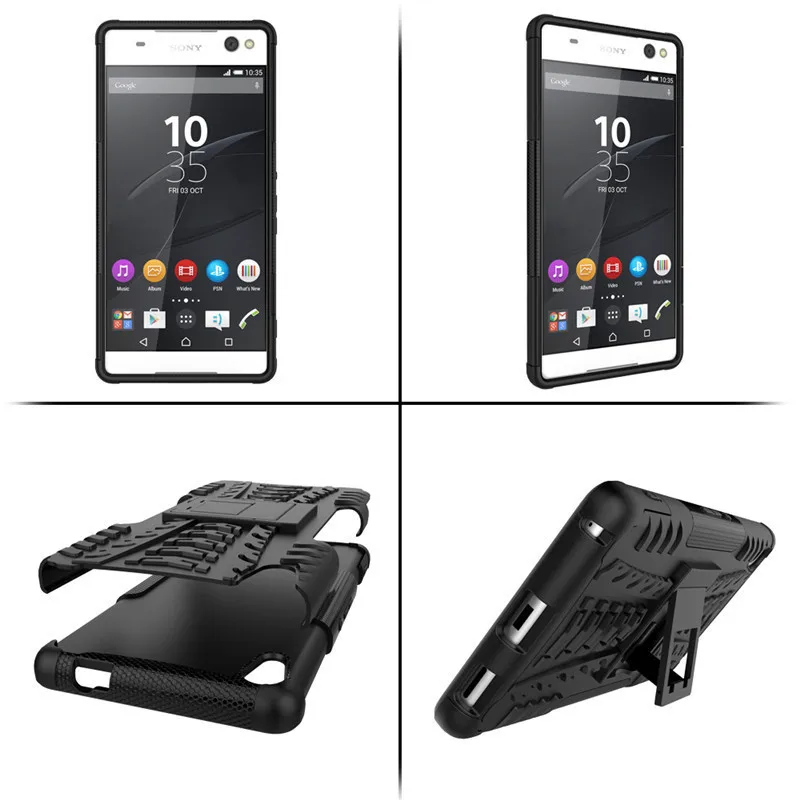 Чехол для Sony Xperia C6 XA Ultra phone Case 2в1 двухслойная подножка повышенной прочности противоударный Гибридный Силиконовый чехол