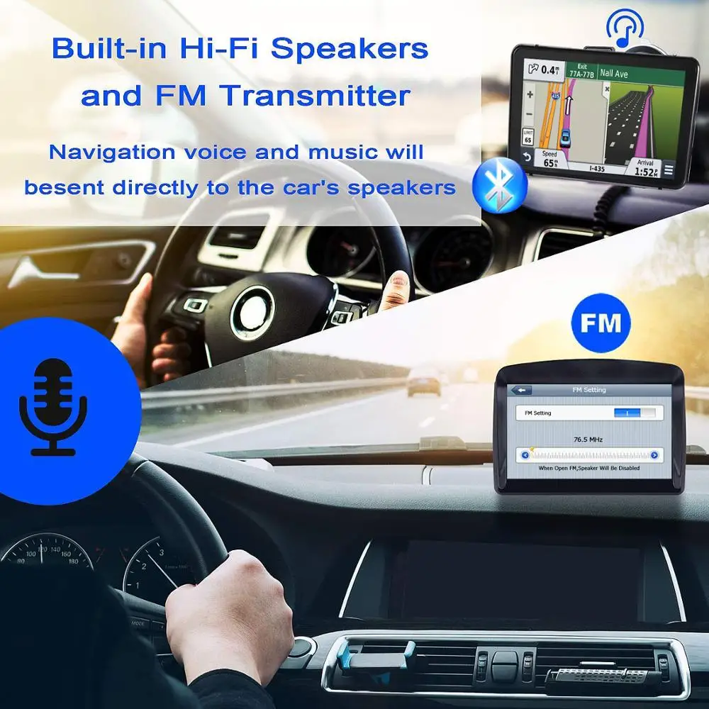 Автомобильный GPS навигатор 7 дюймов голосовая навигация FM Bluetooth 8 ГБ Navitel