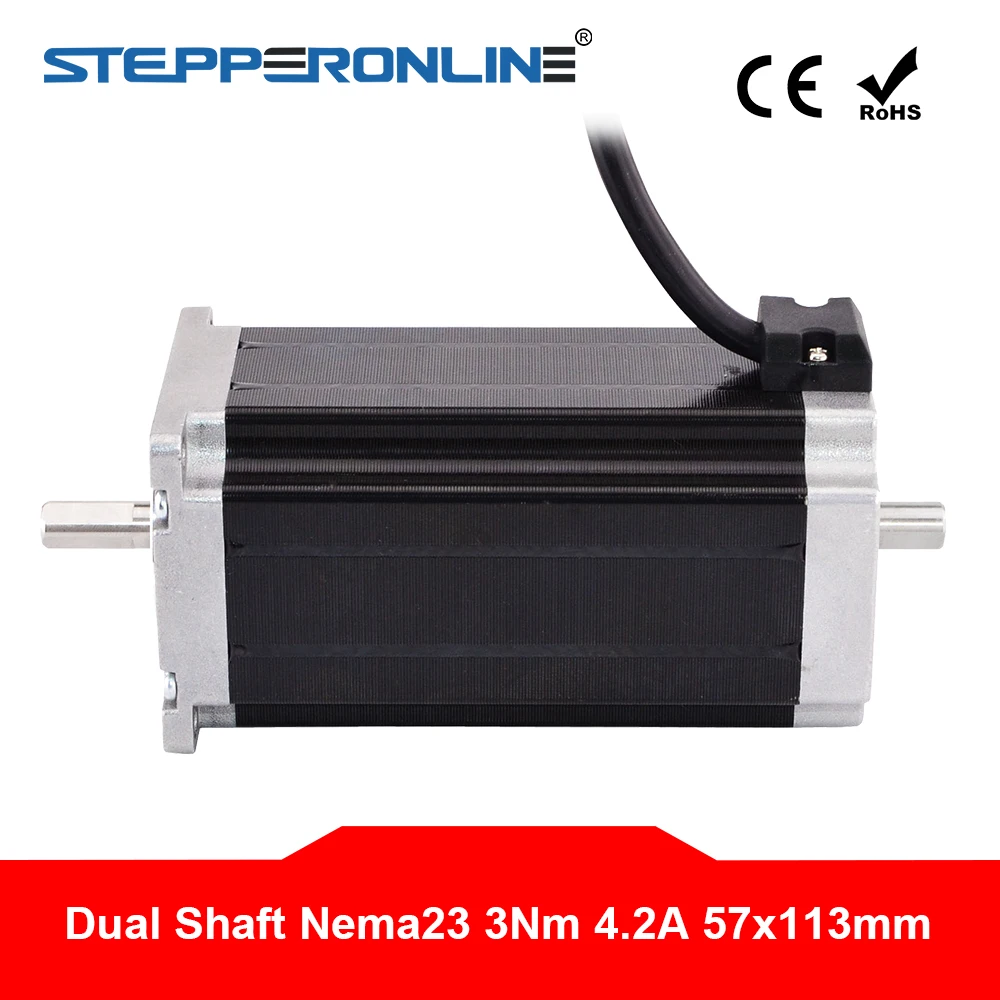 

NEW Dual Shaft Nema 23 Step Motor 113mm 3Nm(425oz.in) 4.2A 4-lead Nema23 Stepper Motor for CNC Router/CNC Milling Machine