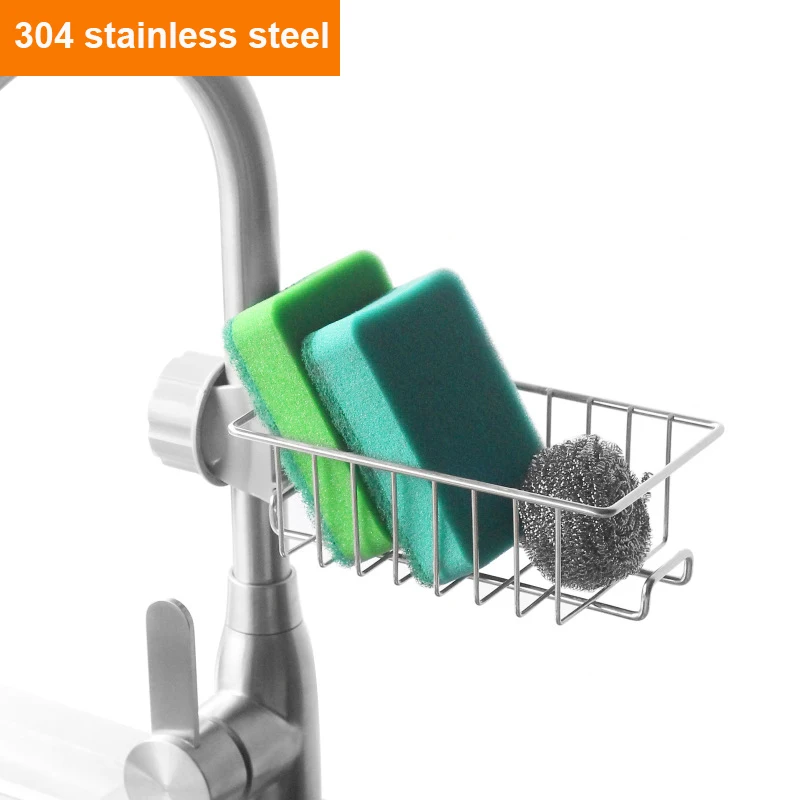 New Stainless Steel Faucet Rack Sink Drain Household Dish Cloth Sponge Storage Pool Storage Rack Finishing Rack Kitchen Supplies