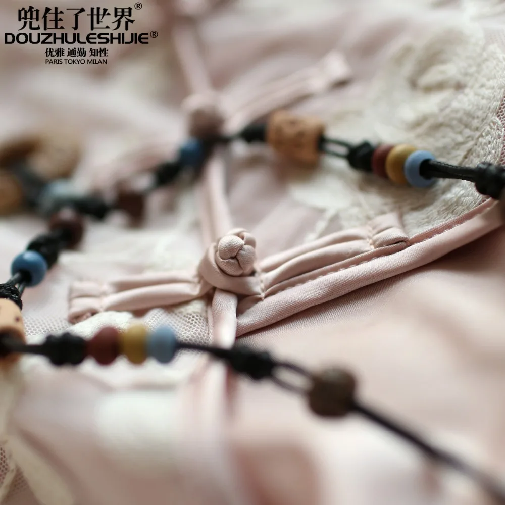 Новинка 2016 женщин осень вышивки розовое платье с длинным рукавом печать