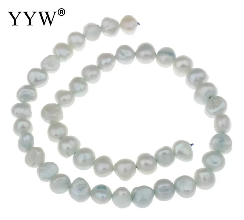 

Бусины из пресноводного жемчуга в стиле барокко, 8-9 мм, для изготовления ювелирных изделий «сделай сам», браслетов, ожерелий, светло-голубые, нить около 14,2 дюймов