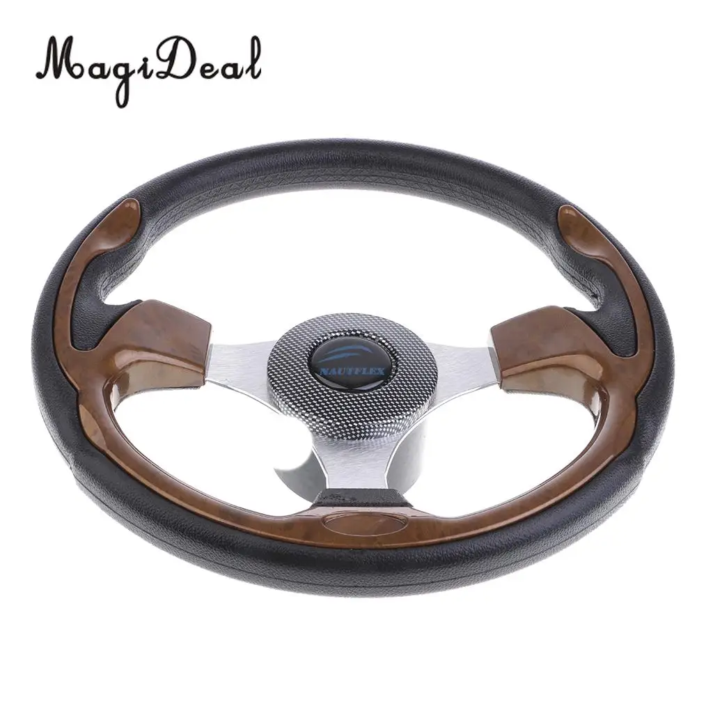 

MagiDeal 320mm Aluminum Alloy Marine Boat Pontoon Steering Wheel 3 Spoke 3/4' Shaft for Inflatable Canoe Kayak Boat Dinghy