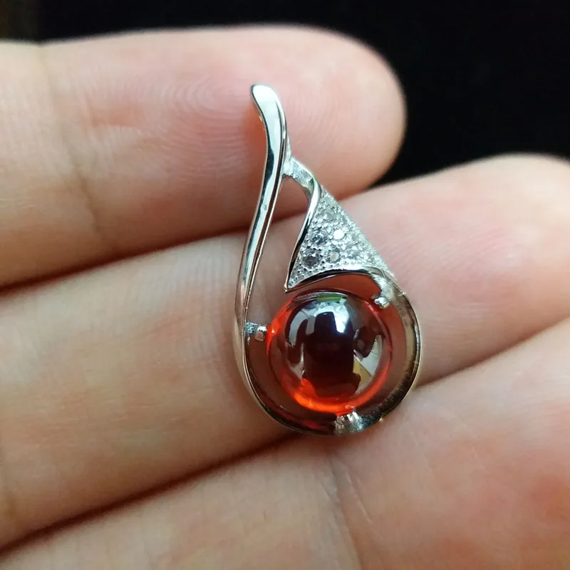 Fashion red ball necklaces pendants for women 925 sterling silver with Cubic Zironia stone pendant jewelry for ladies