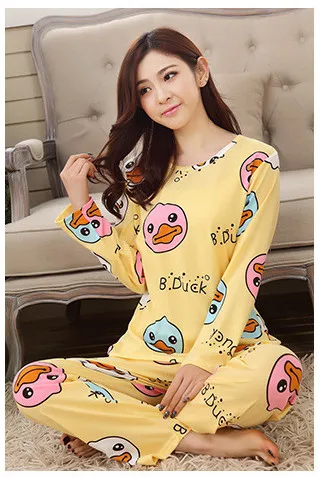 yatou yellow Женская пижама размера плюс M-XXL, специальная новинка, с длинным рукавом, весна и осень, Женский цветочный принт, принцесса, пижама, набор, женская одежда для сна - Цвет: yatou yellow
