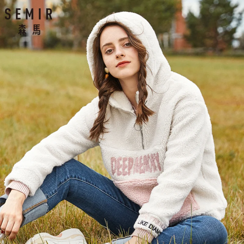 SEMIR Для женщин подстежка на искусственном меху толстовка с капюшоном и