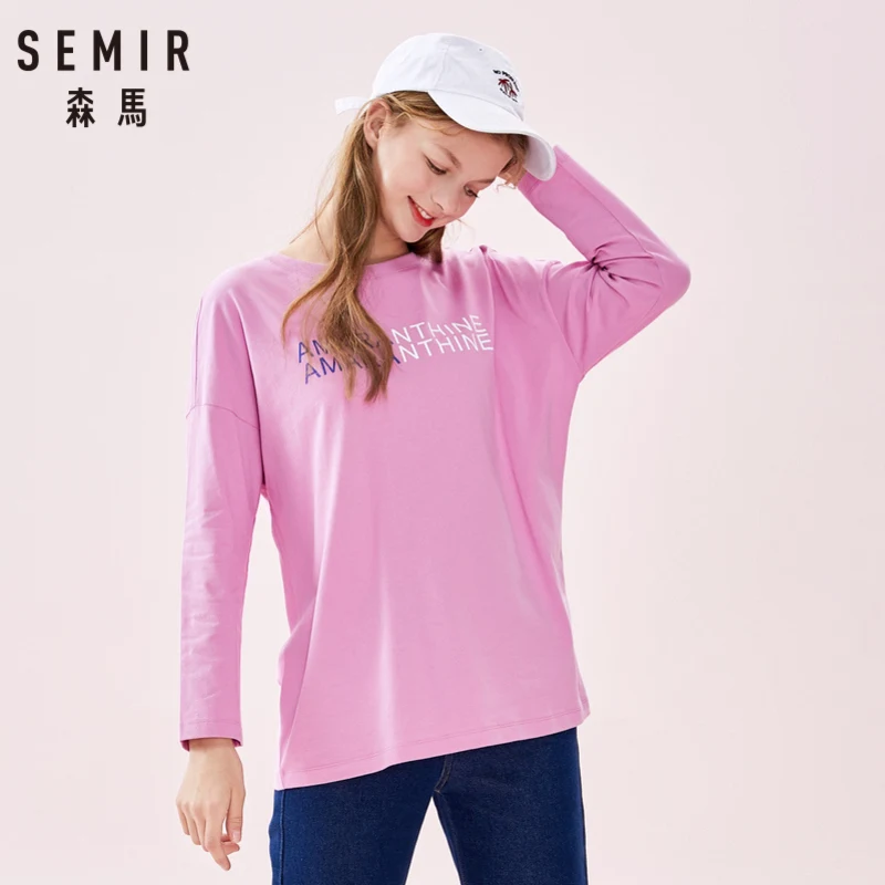 SEMIR Женская длинная футболка с графикой из 100% хлопка женская спортивная рубашка